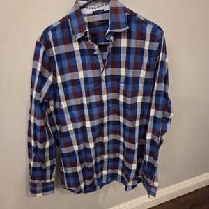 Paul & Shark Men's Blue and Red Checkered Shirt